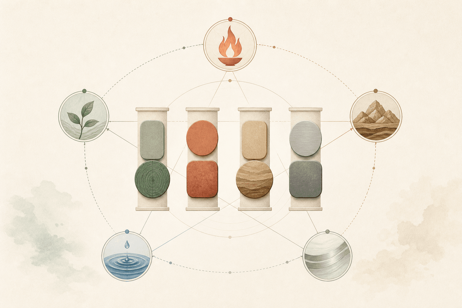 Diagram of the Four Pillars, Heavenly Stems, Earthly Branches, and Five Elements